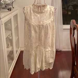 Cute cream lace sleeveless top